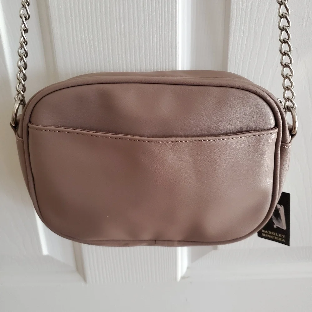 Badgley Mischka Camera bag with slip pocket in Taupe Vegan Leather
